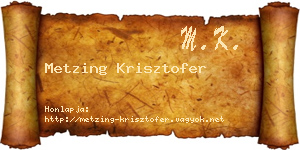 Metzing Krisztofer névjegykártya
